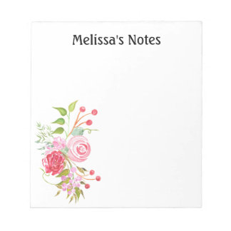 Bloc-note Aquarelle rose mélange floral | Personnaliser
