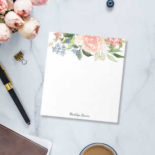 Bloc-note Aquarelle Rose Pâle Floral Printanier