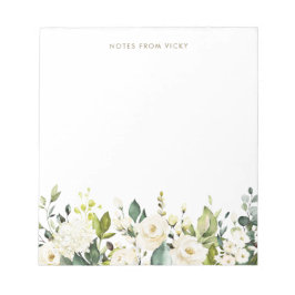 Bloc-note Aquarelle Roses blanches et Hydrangeas Garland