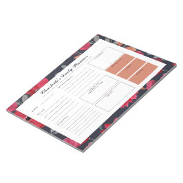 Bloc-note Aquarelle rouge Floral personnalisé planificateur 