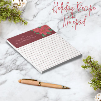 Bloc-note Aquarelle Rouge Poinsettias Famille Vacances Recet