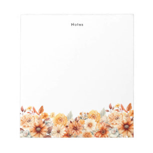 Bloc-note Aquarelle Rustique Fleurs Autum Chute Personnalisé