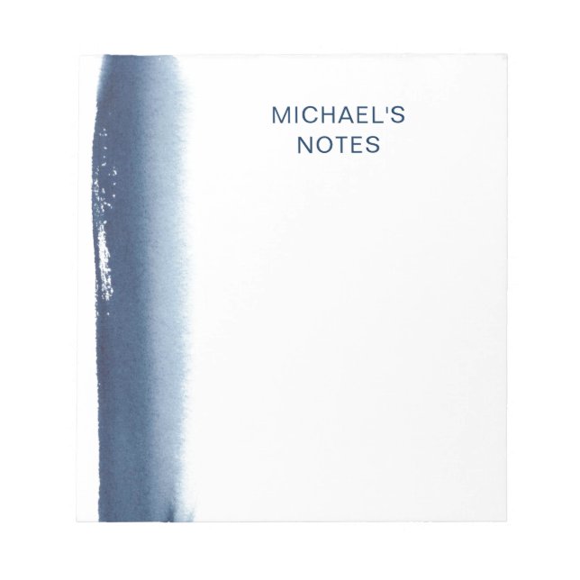 Bloc-note Aquarelle simple Nom Marine Blue Modern (Devant)