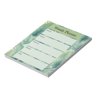 Bloc-note Aquarelle Tropical Feuille Motif hebdomadaire