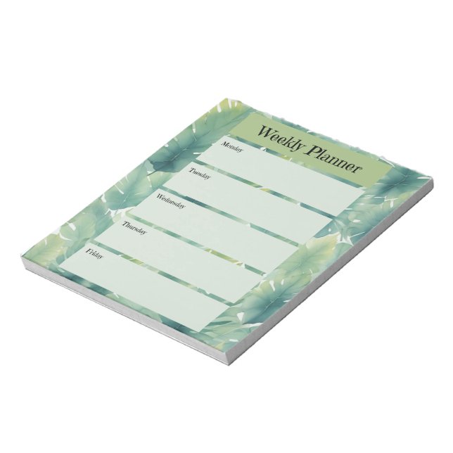 Bloc-note Aquarelle Tropical Feuille Motif hebdomadaire (Tourné)
