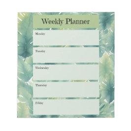 Bloc-note Aquarelle Tropical Feuille Motif hebdomadaire