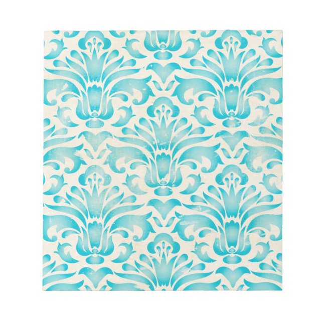 Bloc-note Aquarelle turquoise Aquarelle Damas Ombre Bleu Imp (Devant)