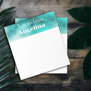 Bloc-note Aquarelle turquoise verte splash blanc