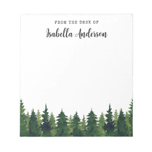 Bloc-note Aquarelle Verdure Pins Arbres Personnalisés