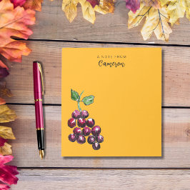 Bloc-note Aquarelle vintage dessinée à la main Raisins Jaune