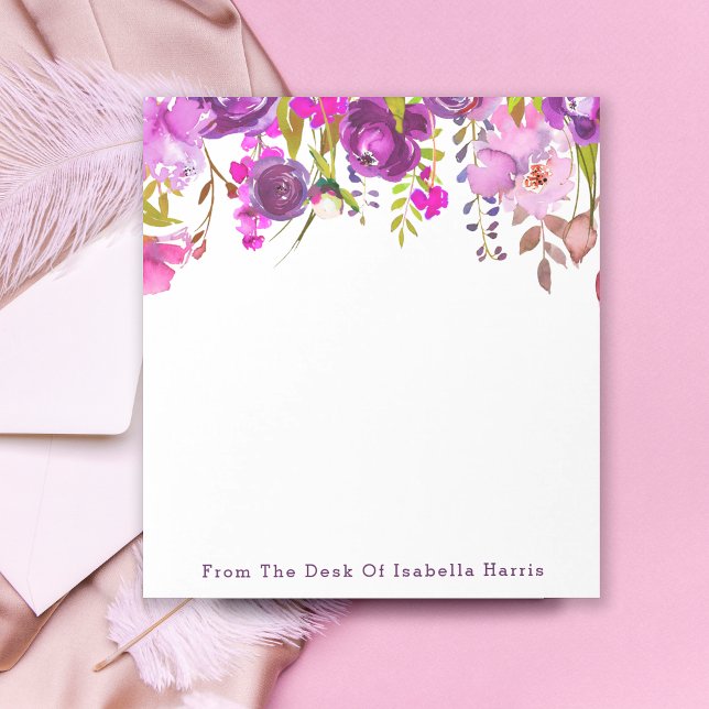 Bloc-note Aquarelle violette Nom floral Personnalisé (Créateur téléchargé)