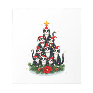 Bloc-note Arbre de Noël Chat Smoking Chat Smoking Lumières X