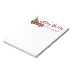 Bloc-note Arbre de Noël vintage de camion de manuscrit roug