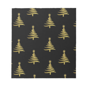 Bloc-note Arbres de Noël en or sur noir