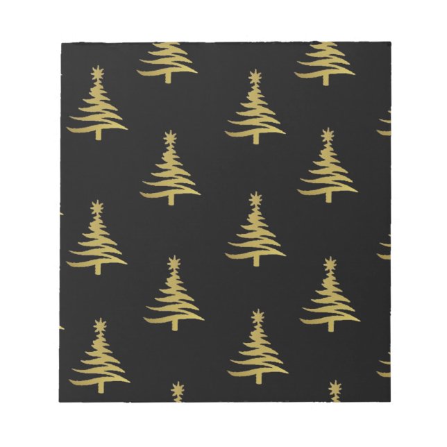 Bloc-note Arbres de Noël en or sur noir (Devant)