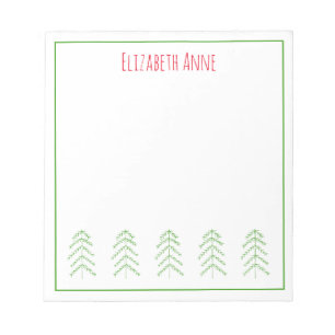 Bloc-note Arbres de Noël scandinaves rouges et verts