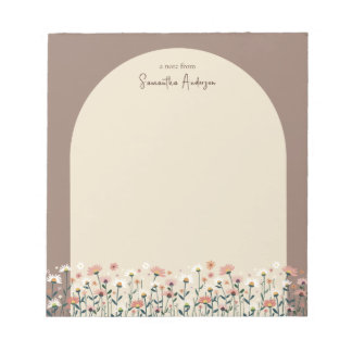 Bloc-note Arc de bordure de fleurs sauvages bohème