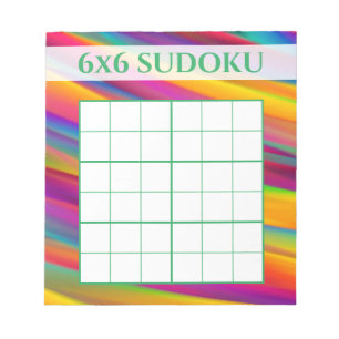 Bloc-note Arc-en-ciel coloré 6x6 Sudoku Grille Modèle