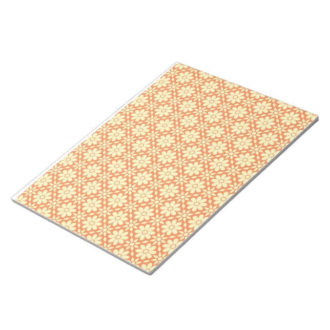 Bloc-note arrière - plan orange et blanc avec motif (Incliné)