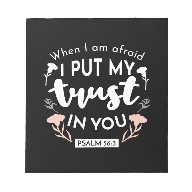 Bloc-note Art chrétien floral foncé - Psaume 56:3 (Devant)