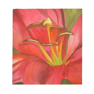 Bloc-note Art de fleur d'aquarelle d'origine du lys rouge