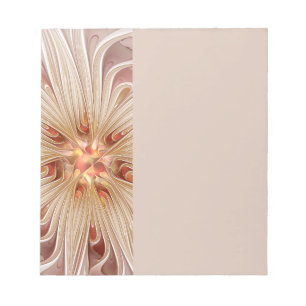 Bloc-note Art fractal de fleurs pastel moderne abstrait pêch