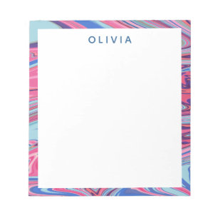 Bloc-note Art marbré Abstrait en bleu et rose