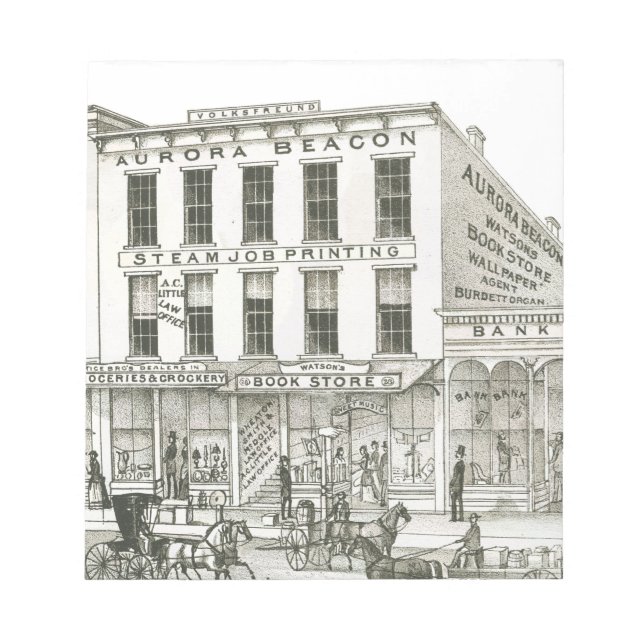 Bloc-note Aurora Illinois Aurora Beacon News 1871 Stone Lith (Devant)
