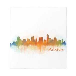 Bloc-note Austin Texas skyline Watercolor v3