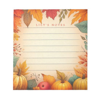 Bloc-note Automne Feuilles Automne Personnalisées