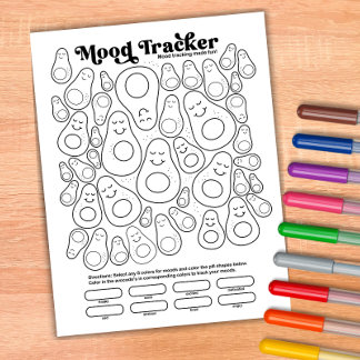 Bloc-note Avocado Cute Mood Tracker Daily Moods Tracking