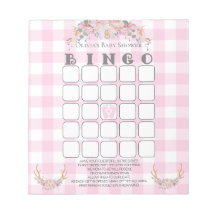 Baby shower Bingo BOHO Baby Pink En vichy