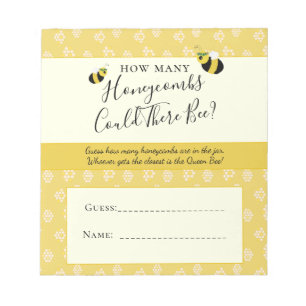Bloc-note Baby shower d'abeilles mignonnes Honeycombs Guesse
