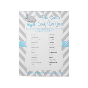 Bloc-note Baby shower Eléphant bleu et gris doux - Jeu