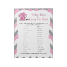 Baby shower Eléphant rose et gris Chevron Jeu 2