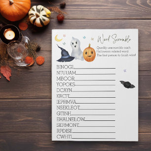Bloc-note Baby Shower Halloween Ghost Word Scramble  Notepad