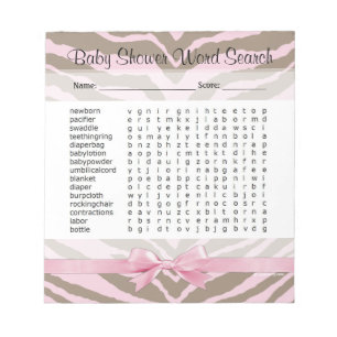Bloc-note Baby shower rose/Brown Mot de recherche Jeu 40 Pag