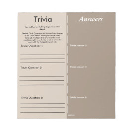 Bloc-note Baby Shower Trivia Party Game - Custom Questions