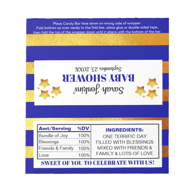 Bloc-note Baby shower Twinkle Little Star Wrappers (Devant)