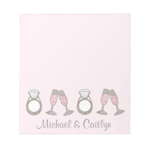 Bloc-note Bague de Champagne en verre Diamond Rose Mariage