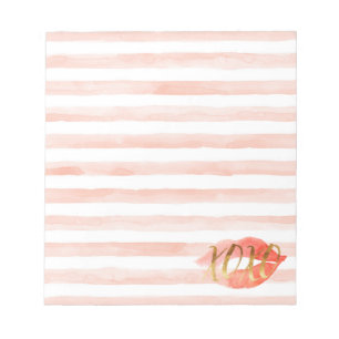 Bloc-note Baiser d'aquarelle Blush Pink Gold XOXO