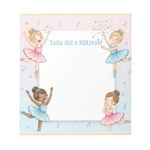 Bloc-note Ballerina Dancer Personnalisé Mitzvah Note Bloc-no