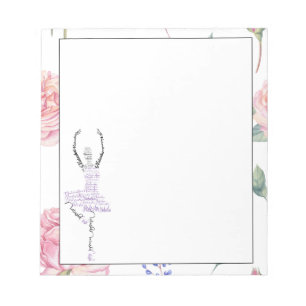 Bloc-note Ballerina Natasha personnalisée   Bordure Rose aqu