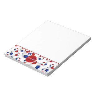 Bloc-note balles de football bleu rouge personnalisées