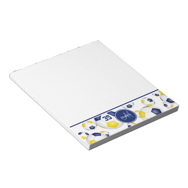 Bloc-note balles de football en or bleu accent cadeaux d'ath (Incliné)