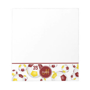 Bloc-note ballons de football en or maroon accent