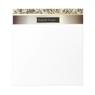 Bloc-note Bandes de paillettes dorées, cadre - Personnalisé
