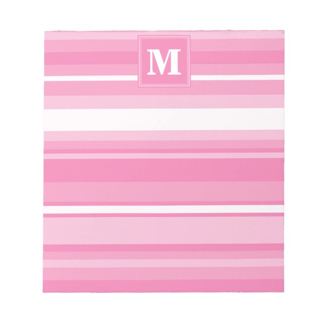 Bloc-note Bandes rose monogramme (Devant)