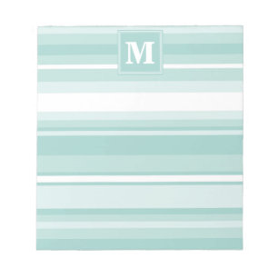Bloc-note Bandes vertes de menthe monogramme
