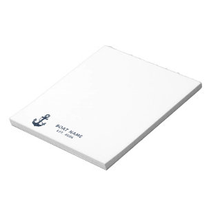 Bloc-note Bateau Nom Bleu Marine Naudique Ancre